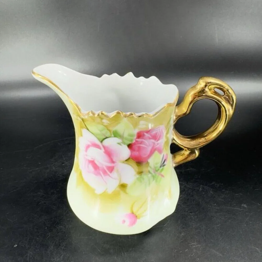 Vintage Lefton Hand Painted Sugar And Creamer Set 2 W Original Stickers Japan‎